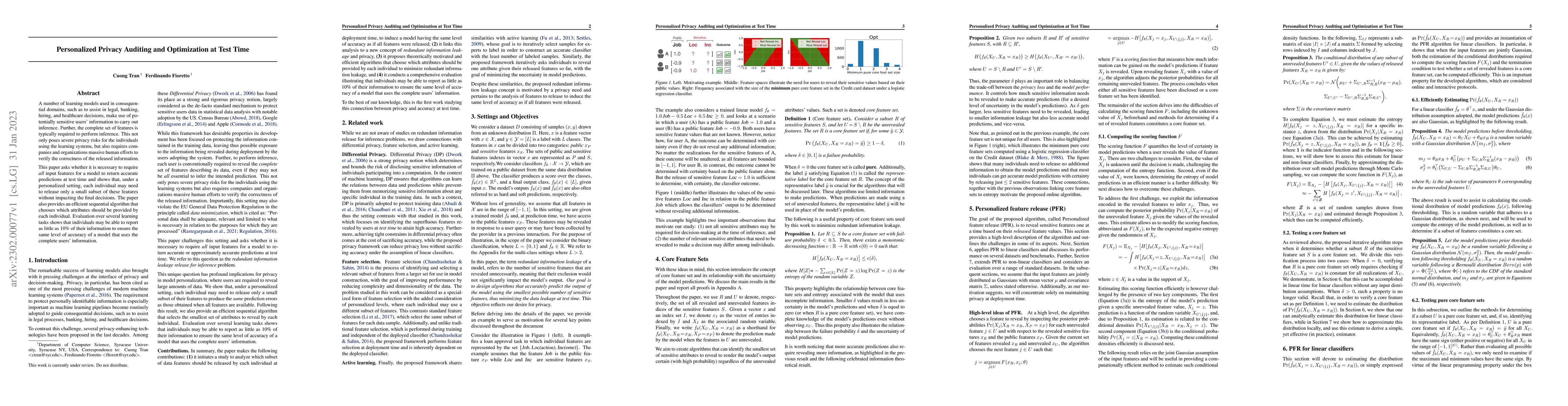 Thumbnail for Personalized Privacy Auditing and Optimization at Test Time