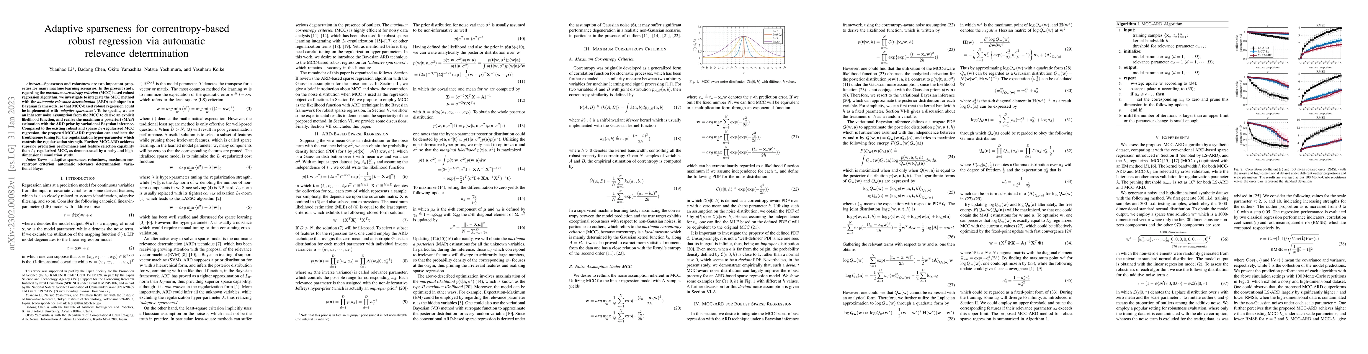 Thumbnail for Adaptive sparseness for correntropy-based robust regression via
  automatic relevance determination