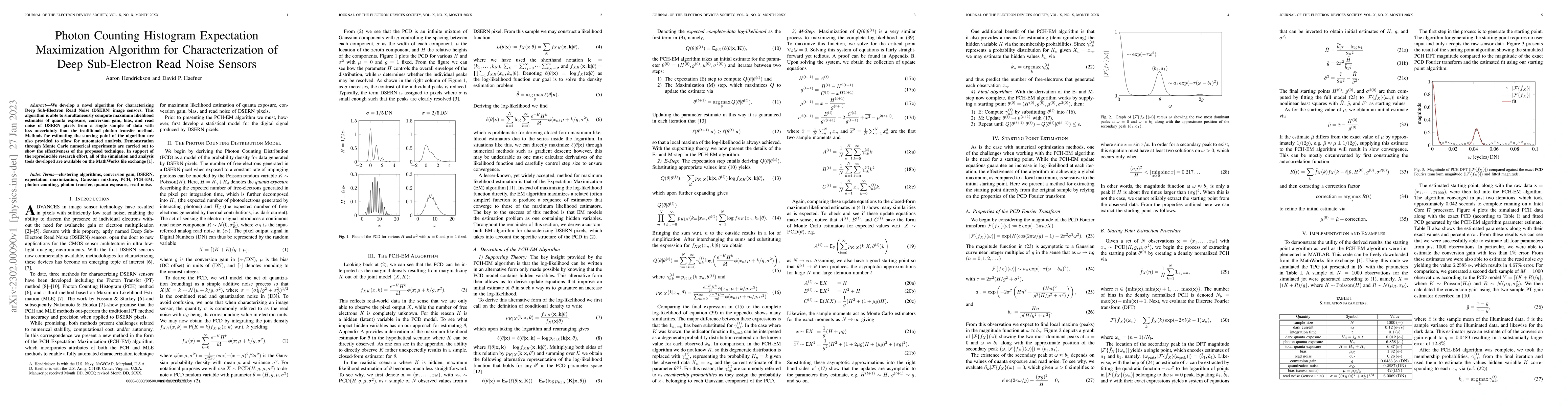 Thumbnail for Photon Counting Histogram Expectation Maximization Algorithm for
  Characterization of Deep Sub-Electron Read Noise Sensors