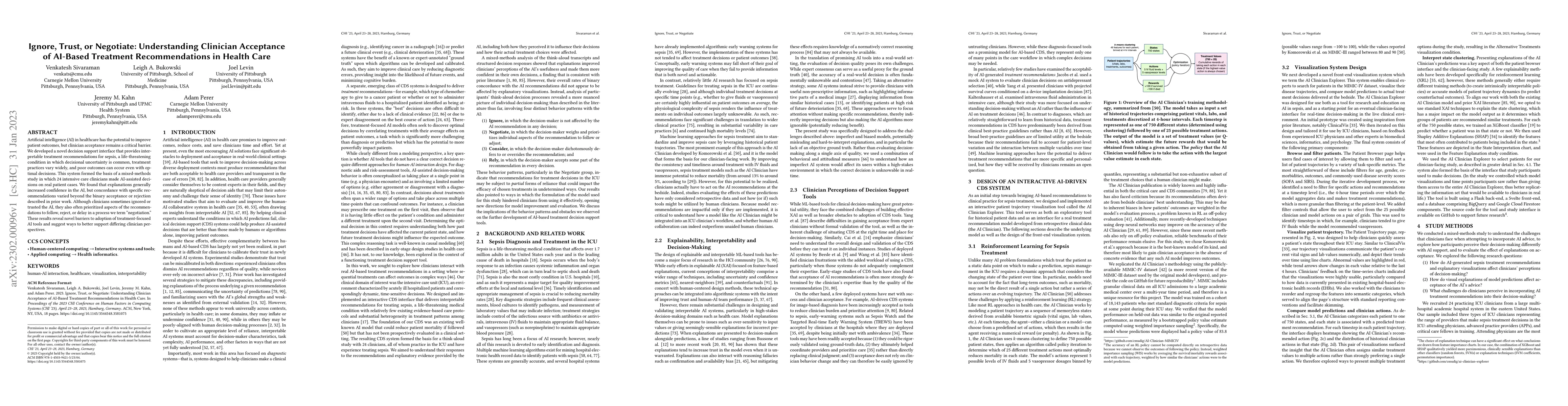 Thumbnail for Ignore, Trust, or Negotiate: Understanding Clinician Acceptance of
  AI-Based Treatment Recommendations in Health Care
