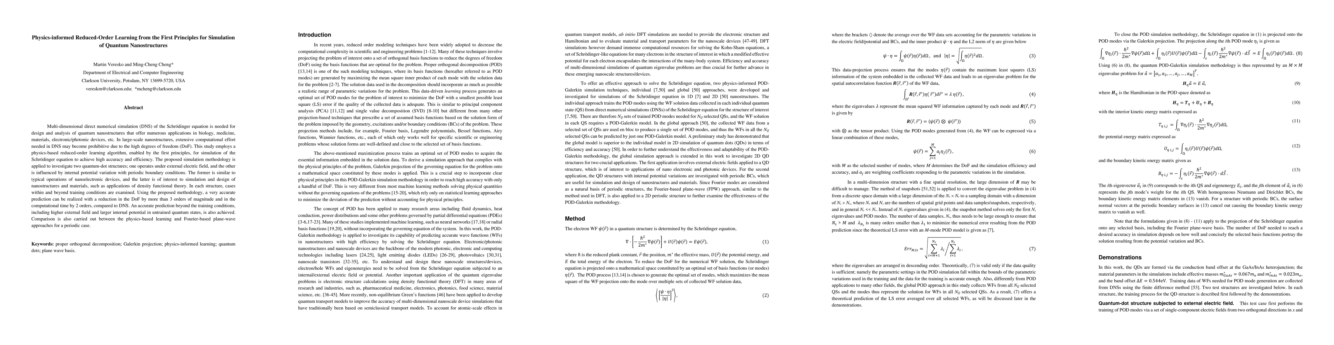 Thumbnail for Physics-informed Reduced-Order Learning from the First Principles for
  Simulation of Quantum Nanostructures