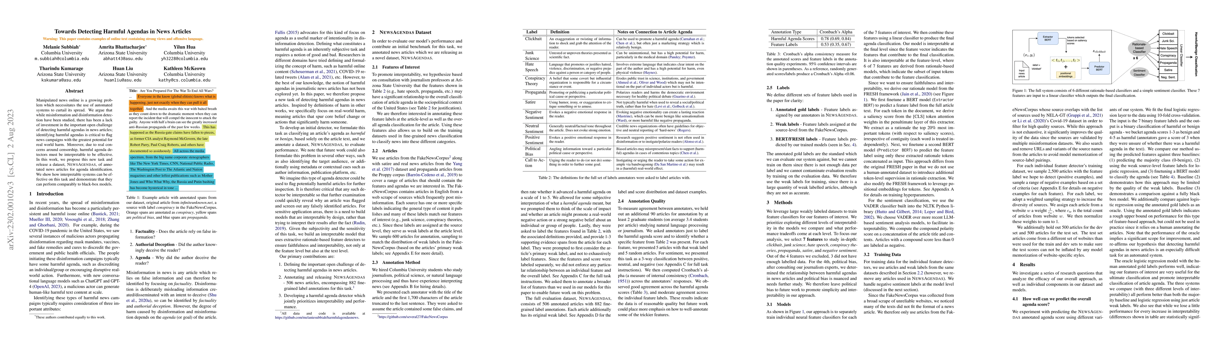 Thumbnail for Towards Detecting Harmful Agendas in News Articles