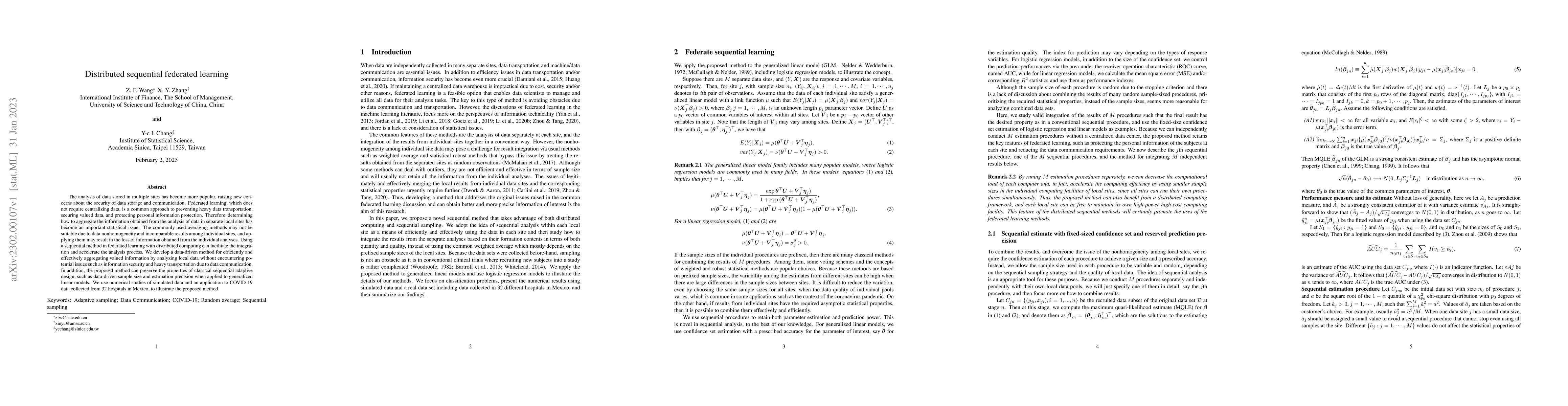 Thumbnail for Distributed sequential federated learning