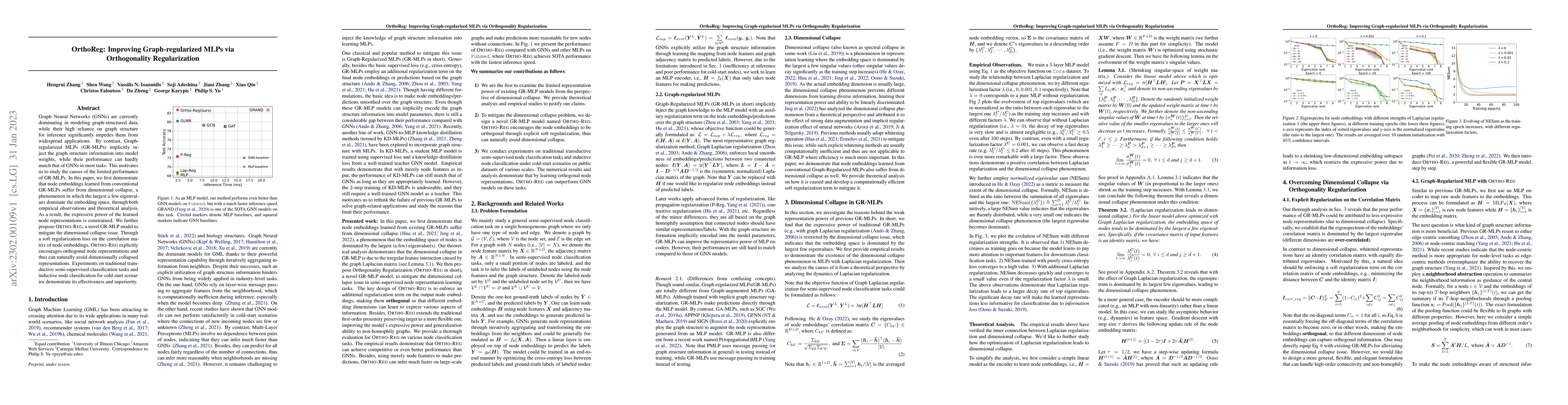 Thumbnail for OrthoReg: Improving Graph-regularized MLPs via Orthogonality
  Regularization