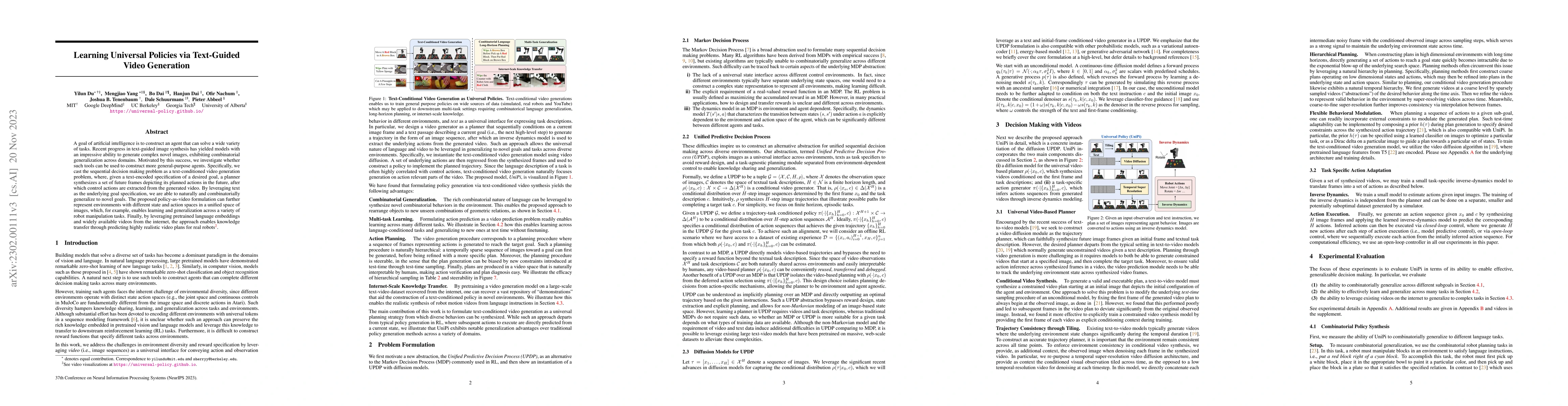Thumbnail for Learning Universal Policies via Text-Guided Video Generation