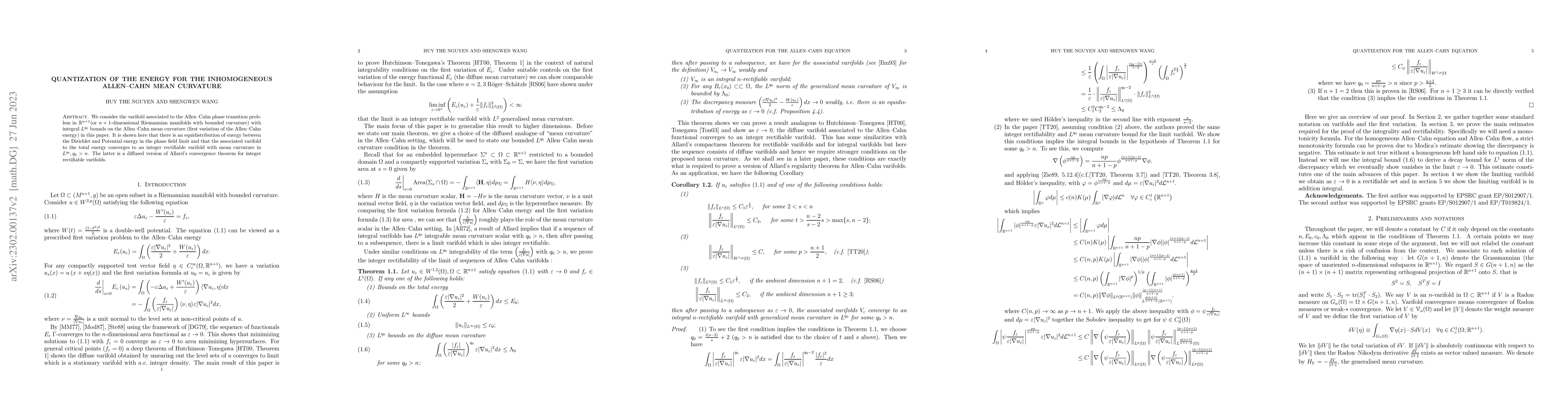 Thumbnail for Quantization of the Energy for the inhomogeneous Allen-Cahn mean
  curvature
