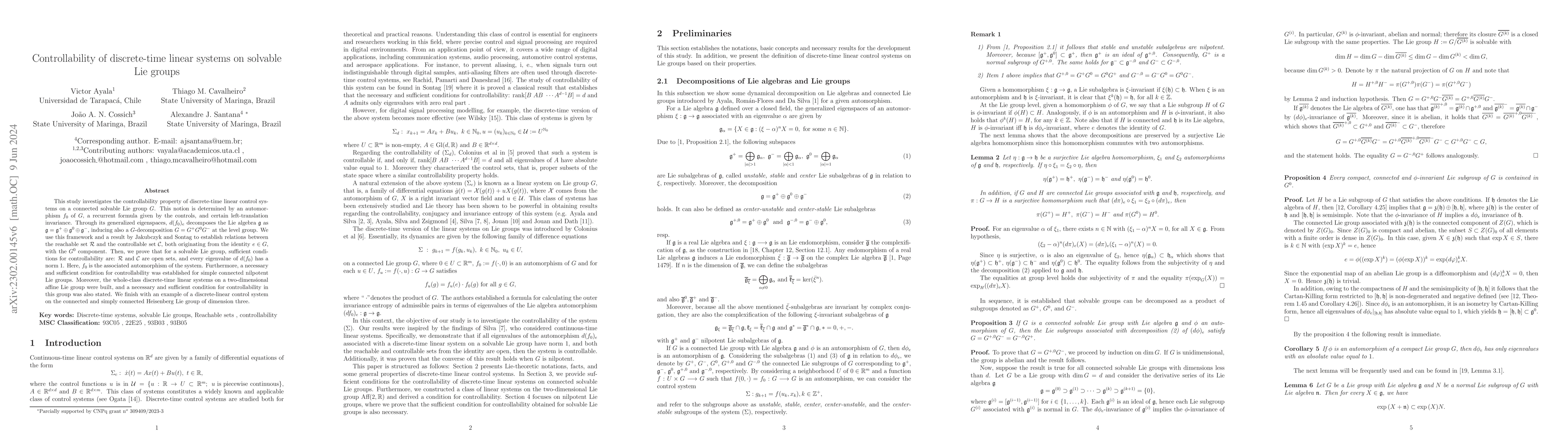 Thumbnail for Controllability of discrete-time linear systems on solvable Lie groups