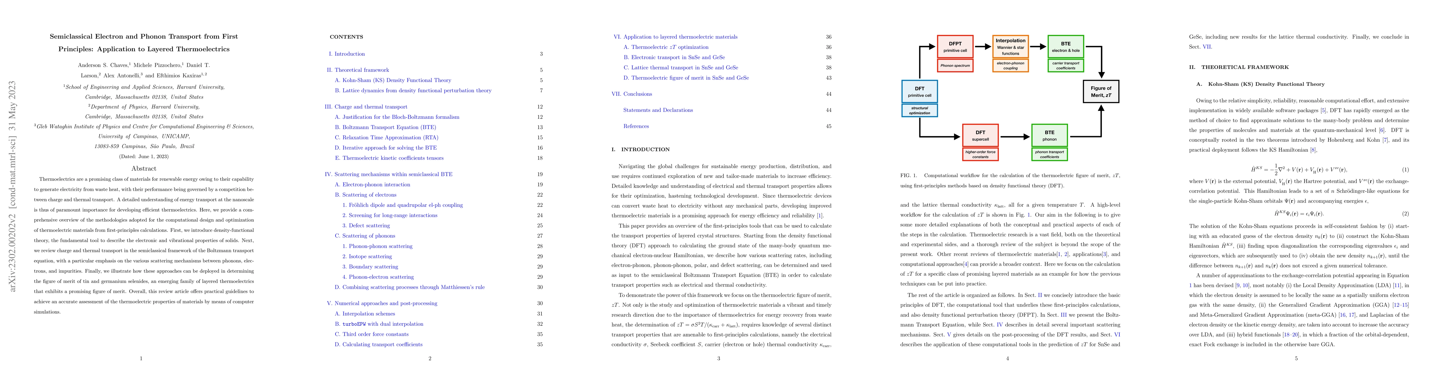 Thumbnail for Semiclassical Electron and Phonon Transport from First Principles:
  Application to Layered Thermoelectrics