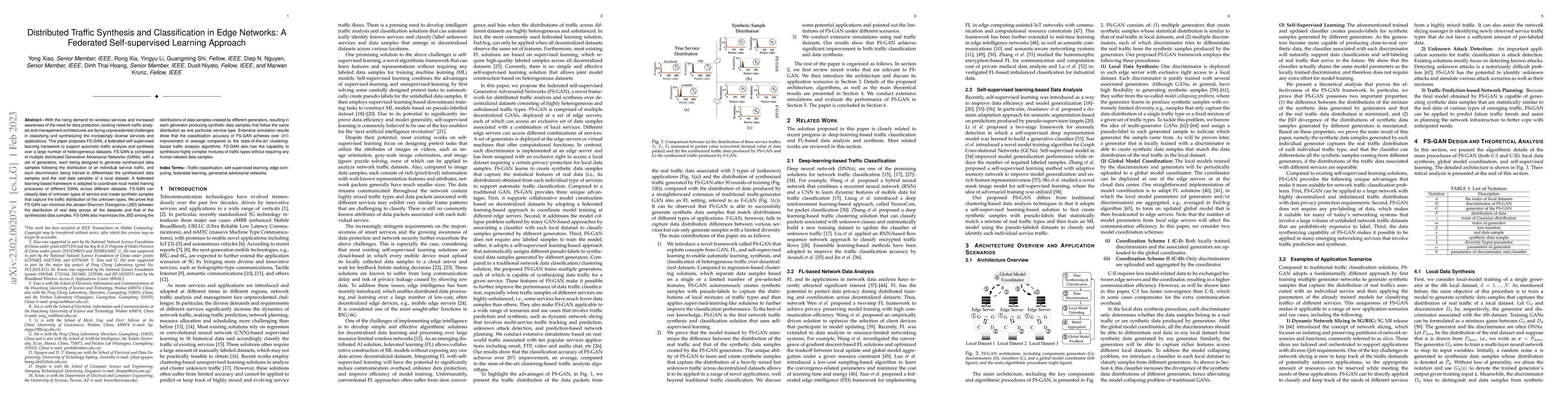 Thumbnail for Distributed Traffic Synthesis and Classification in Edge Networks: A
  Federated Self-supervised Learning Approach