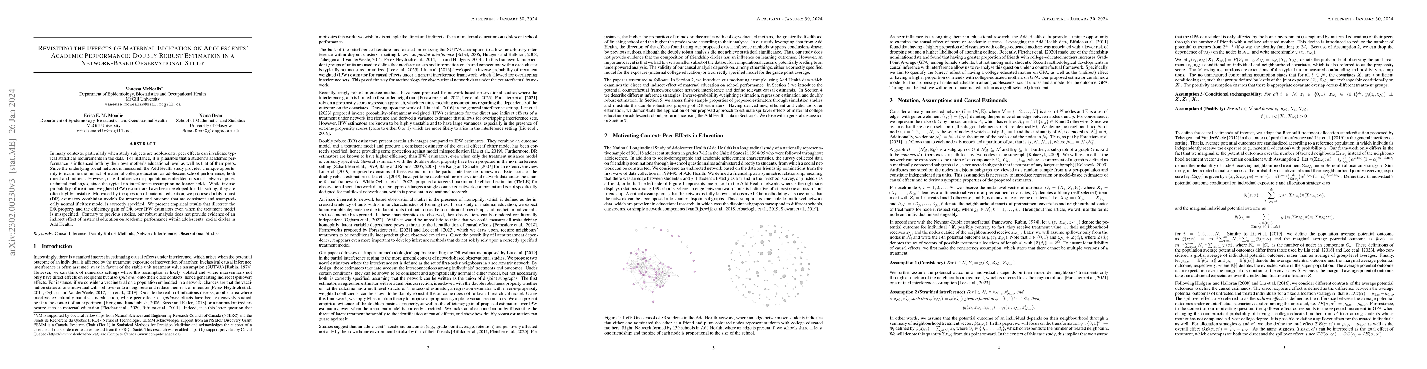 Thumbnail for Revisiting the Effects of Maternal Education on Adolescents' Academic
  Performance: Doubly Robust Estimation in a Network-Based Observational Study