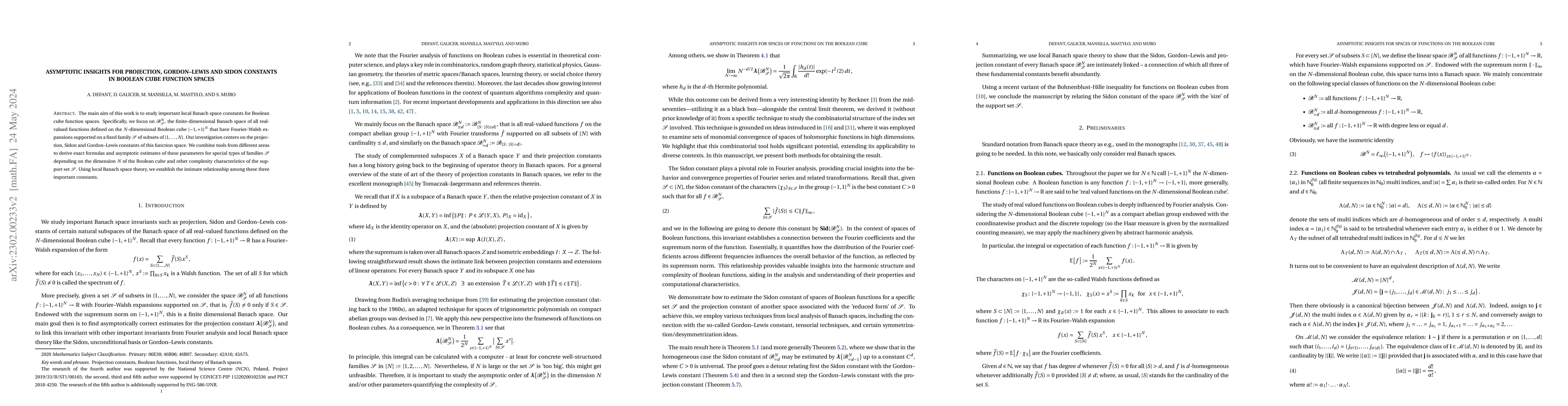 Thumbnail for Asymptotic insights for projection, Gordon-Lewis and Sidon constants in
  Boolean cube function spaces