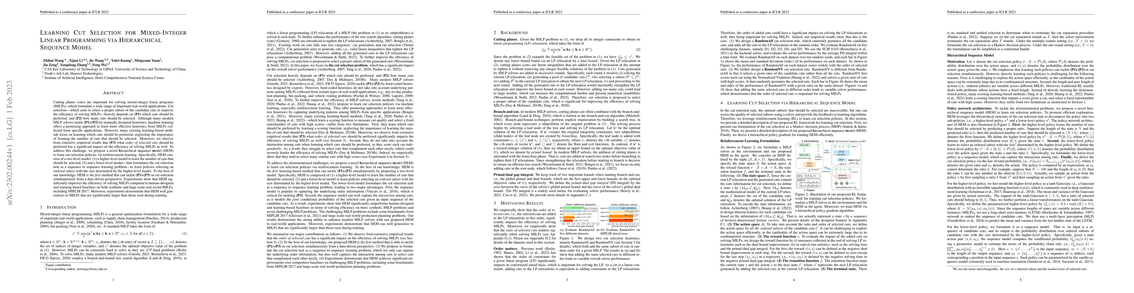 Thumbnail for Learning Cut Selection for Mixed-Integer Linear Programming via
  Hierarchical Sequence Model