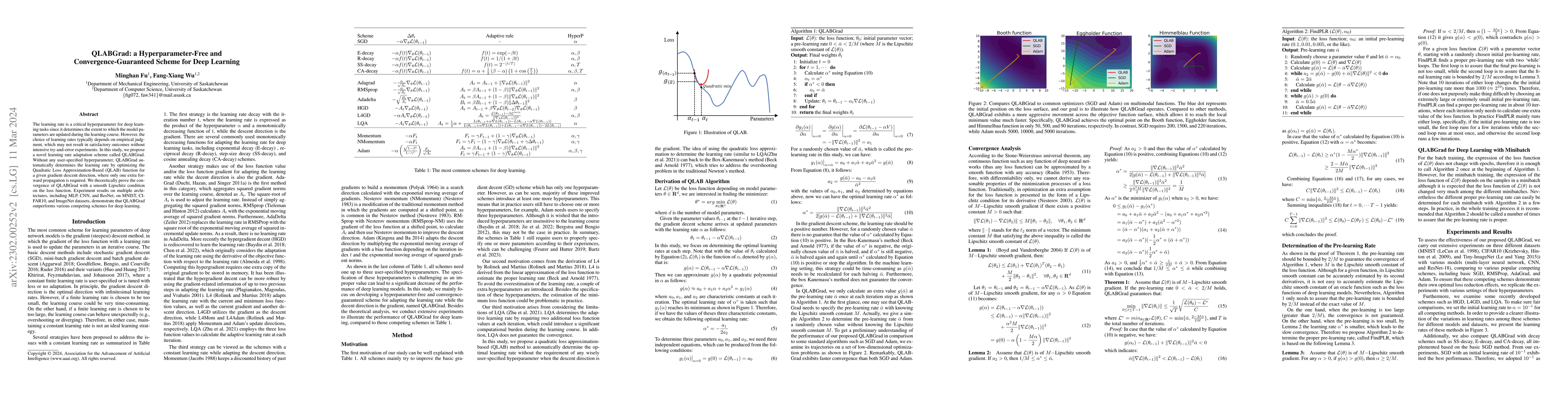 Thumbnail for QLABGrad: a Hyperparameter-Free and Convergence-Guaranteed Scheme for
  Deep Learning
