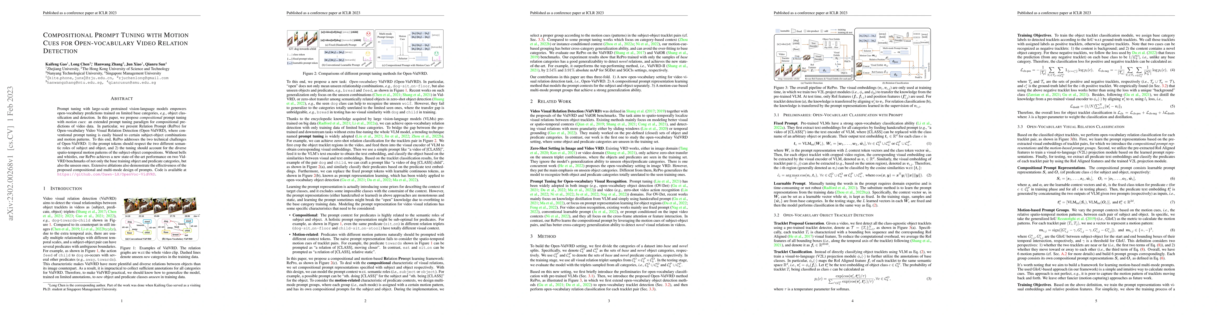 Thumbnail for Compositional Prompt Tuning with Motion Cues for Open-vocabulary Video
  Relation Detection