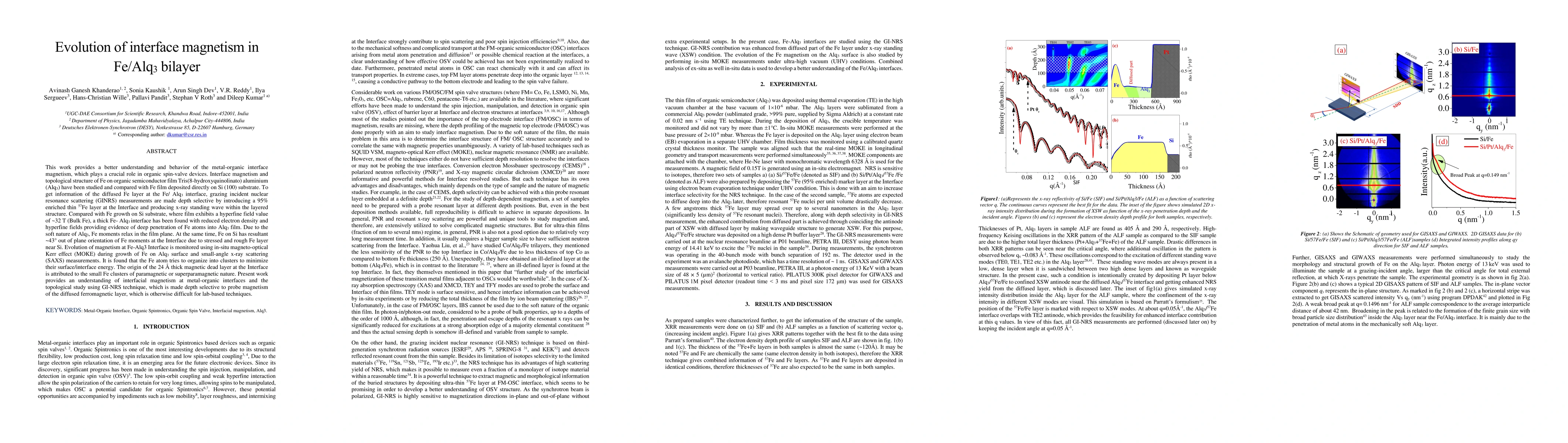 Thumbnail for Evolution of interface magnetism in Fe/Alq3 bilayer