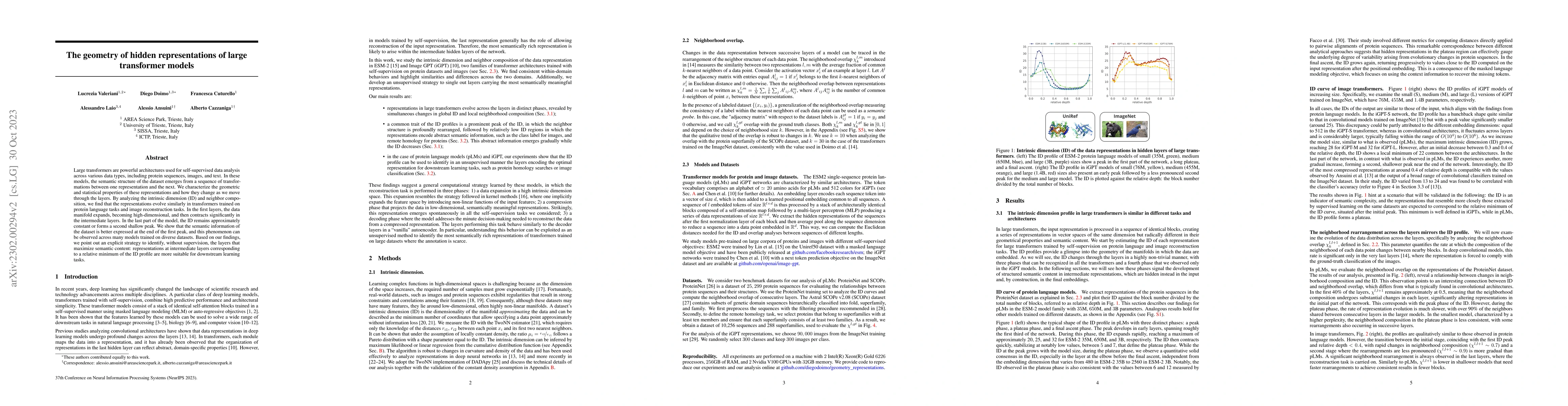 Thumbnail for The geometry of hidden representations of large transformer models