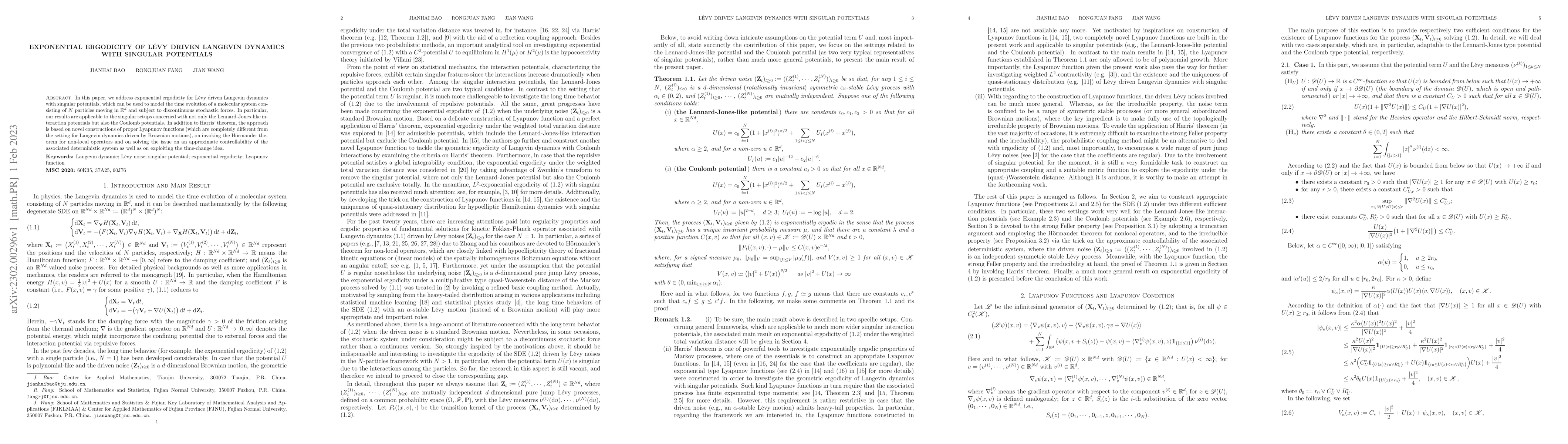 Thumbnail for Exponential ergodicity of L\'{e}vy driven Langevin dynamics with
  singular potentials