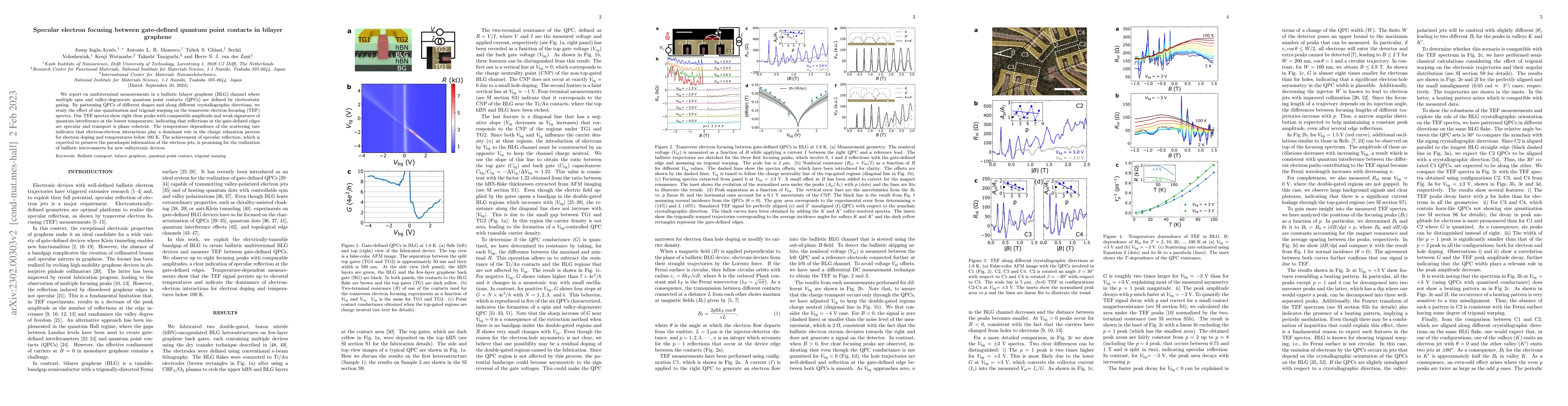 Thumbnail for Specular electron focusing between gate-defined quantum point contacts
  in bilayer graphene