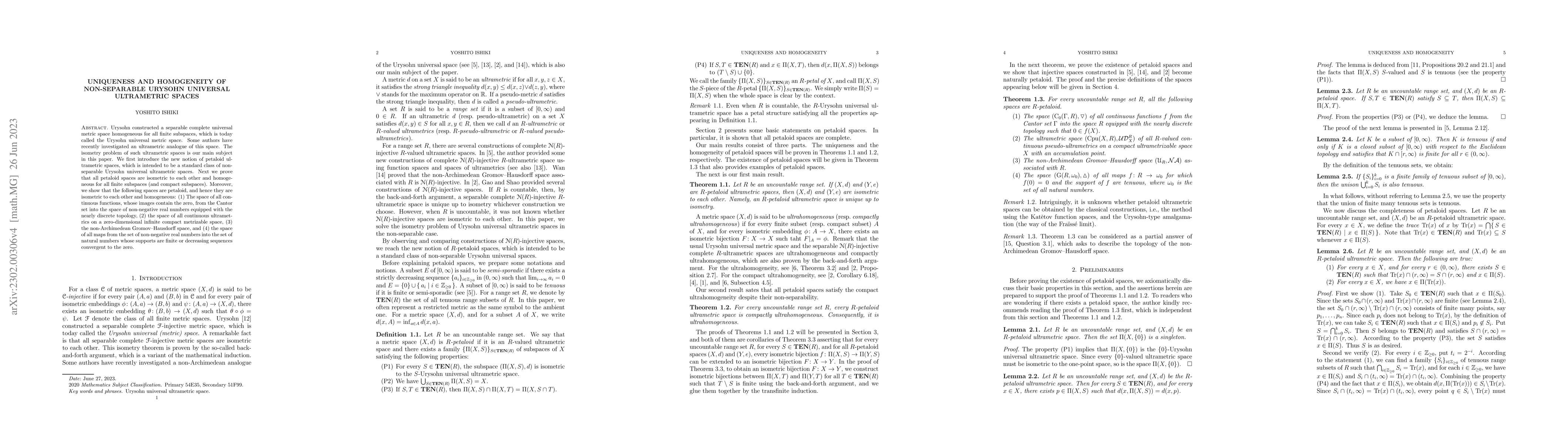 Thumbnail for Uniqueness and homogeneity of non-separable Urysohn universal
  ultrametric spaces