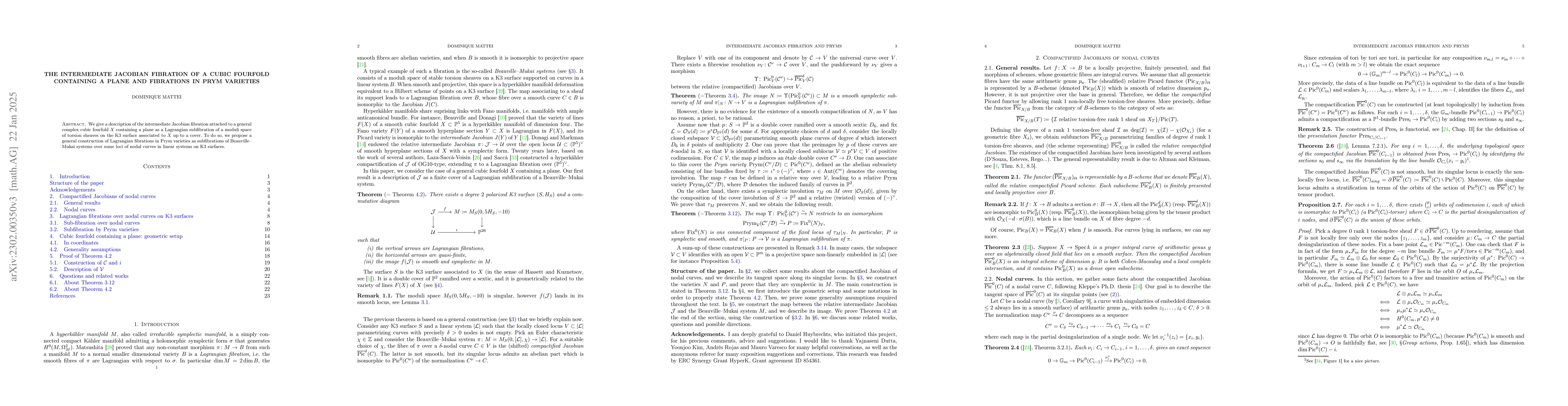 Thumbnail for The Intermediate Jacobian fibration of a cubic fourfold containing a
  plane and fibrations in Prym varieties