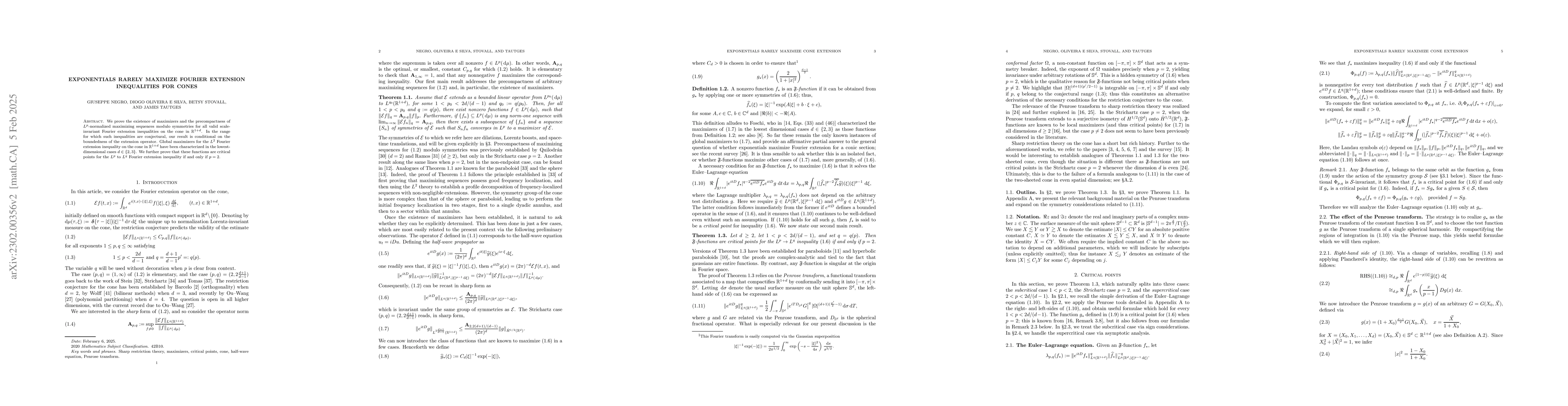 Thumbnail for Exponentials rarely maximize Fourier extension inequalities for cones