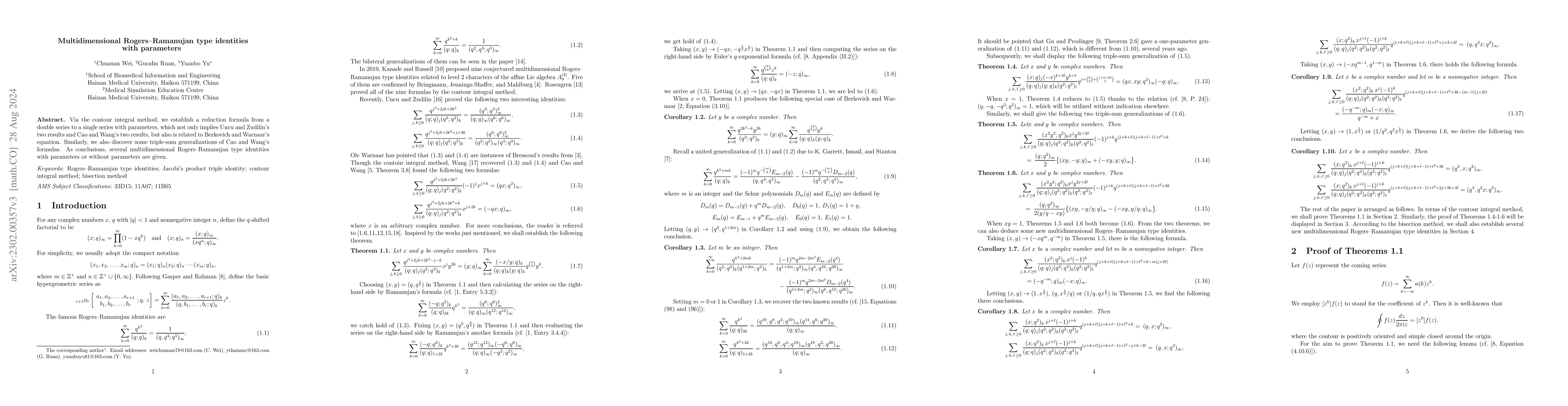Thumbnail for Multidimensional Rogers-Ramanujan type identities with parameters