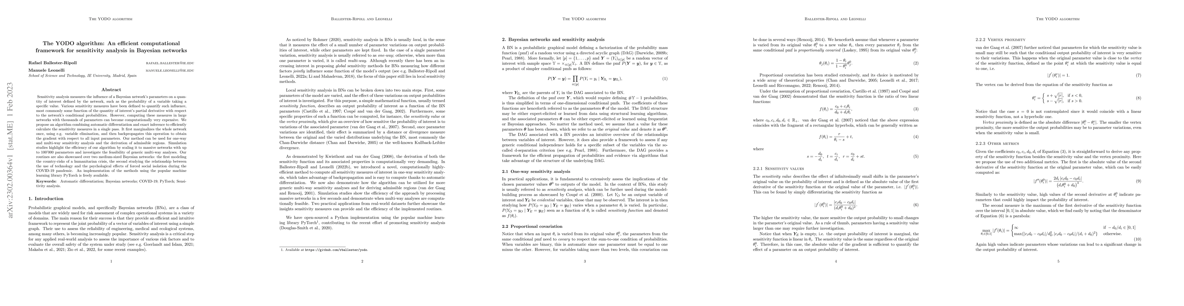Thumbnail for The YODO algorithm: An efficient computational framework for sensitivity
  analysis in Bayesian networks