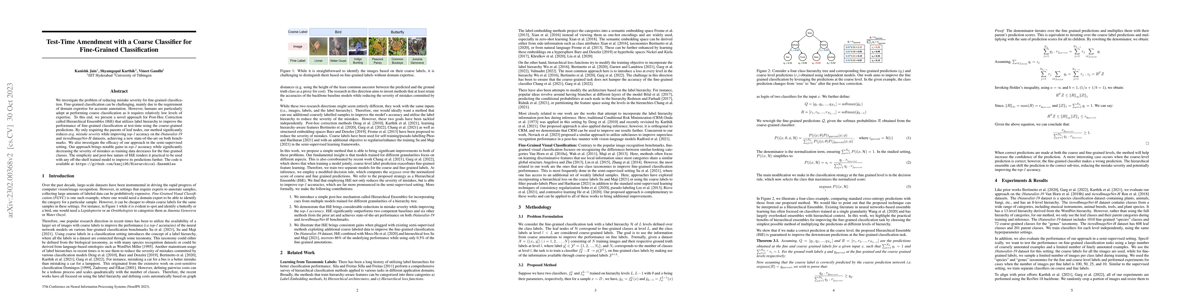 Thumbnail for Test-Time Amendment with a Coarse Classifier for Fine-Grained
  Classification