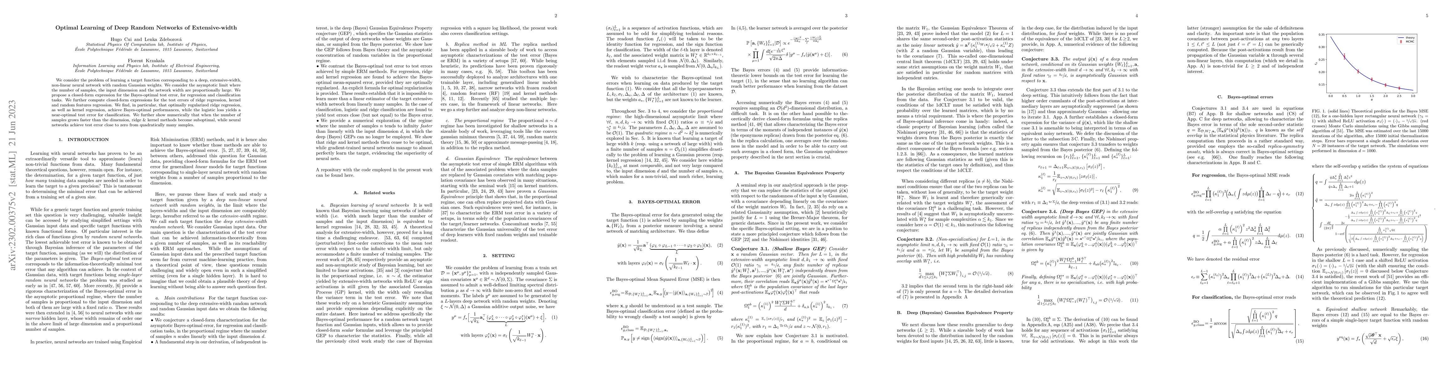 Thumbnail for Bayes-optimal Learning of Deep Random Networks of Extensive-width