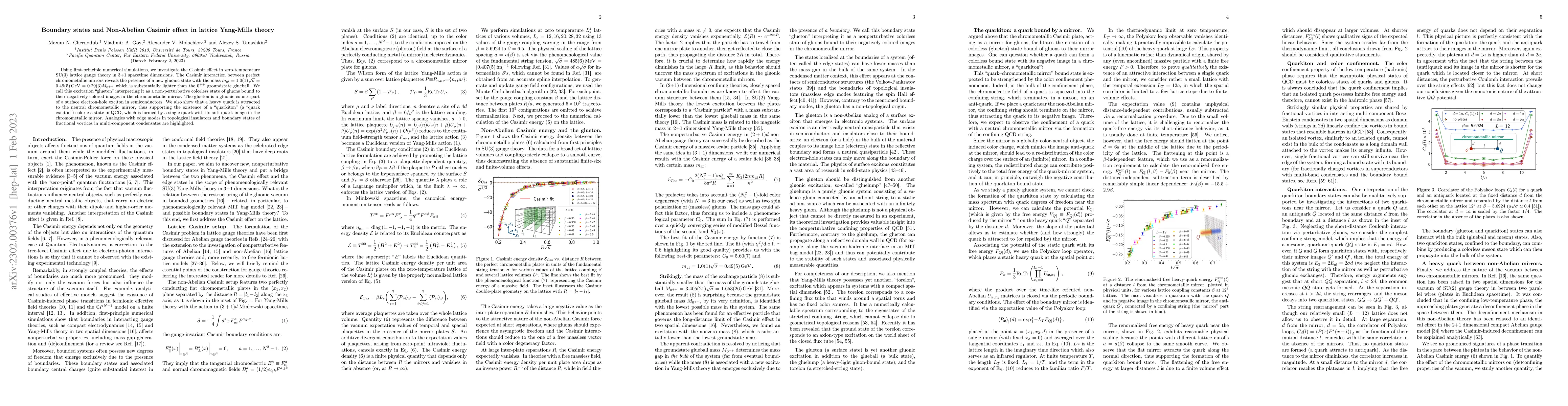 Thumbnail for Boundary states and Non-Abelian Casimir effect in lattice Yang-Mills
  theory
