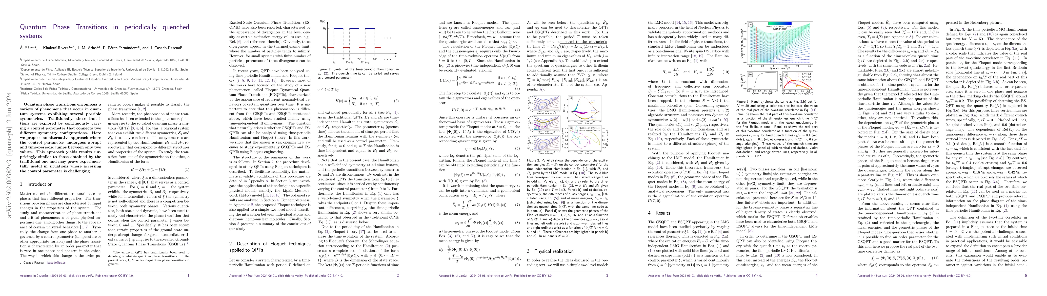 Thumbnail for Quantum Phase Transitions in periodically quenched systems