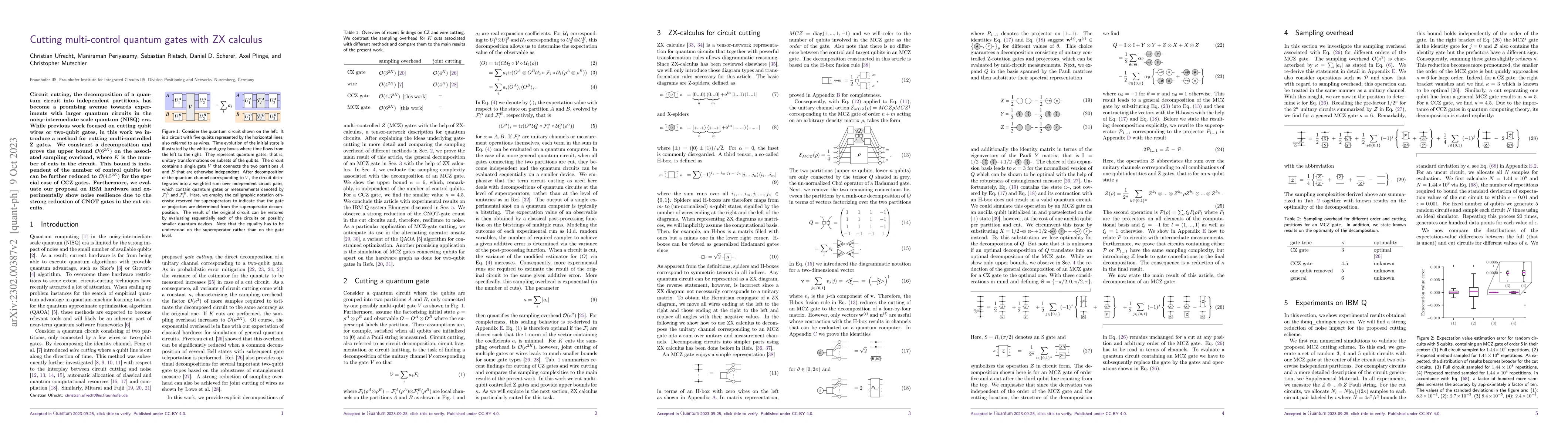 Thumbnail for Cutting multi-control quantum gates with ZX calculus
