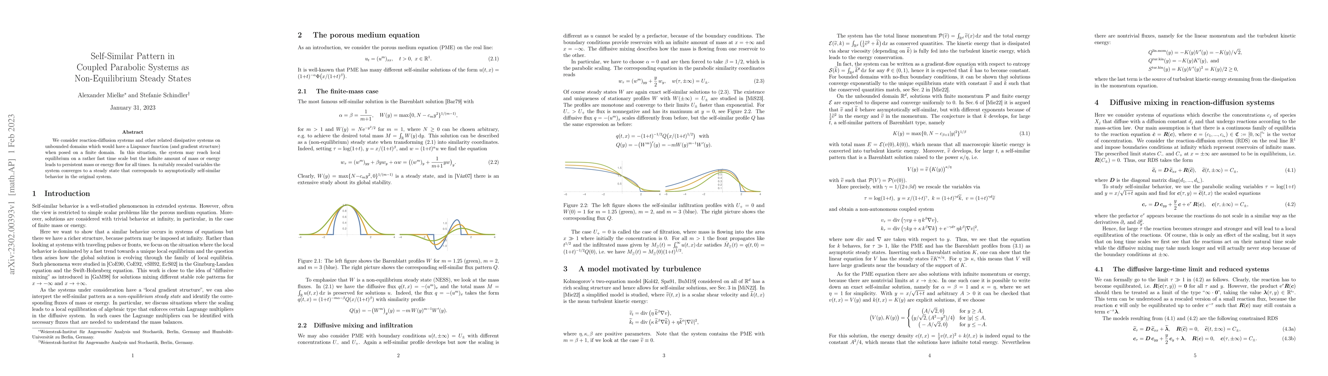 Thumbnail for Self-Similar Pattern in Coupled Parabolic Systems as Non-Equilibrium
  Steady States
