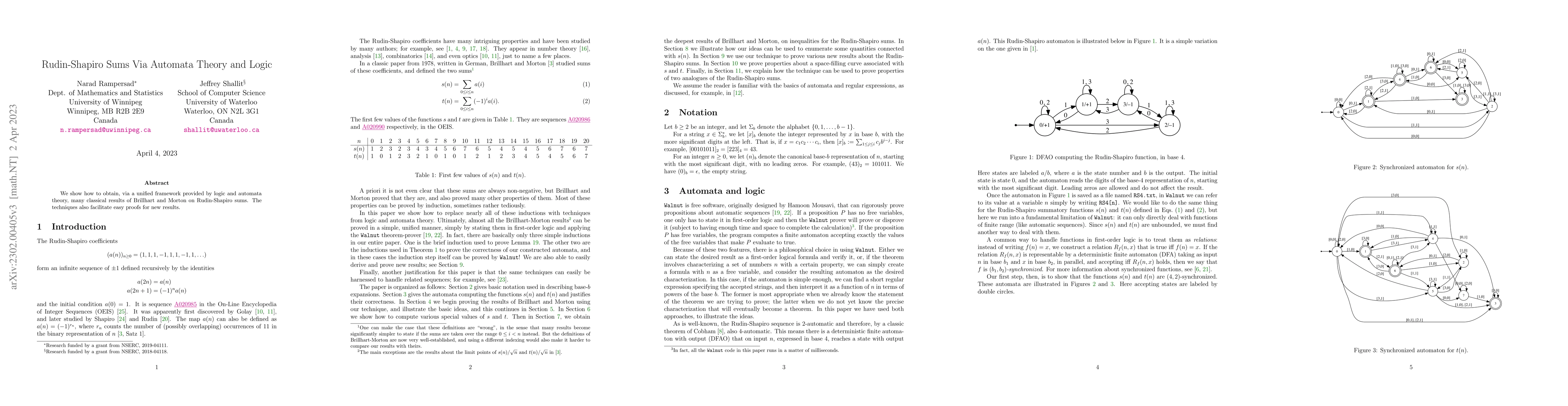 Thumbnail for Rudin-Shapiro Sums Via Automata Theory and Logic
