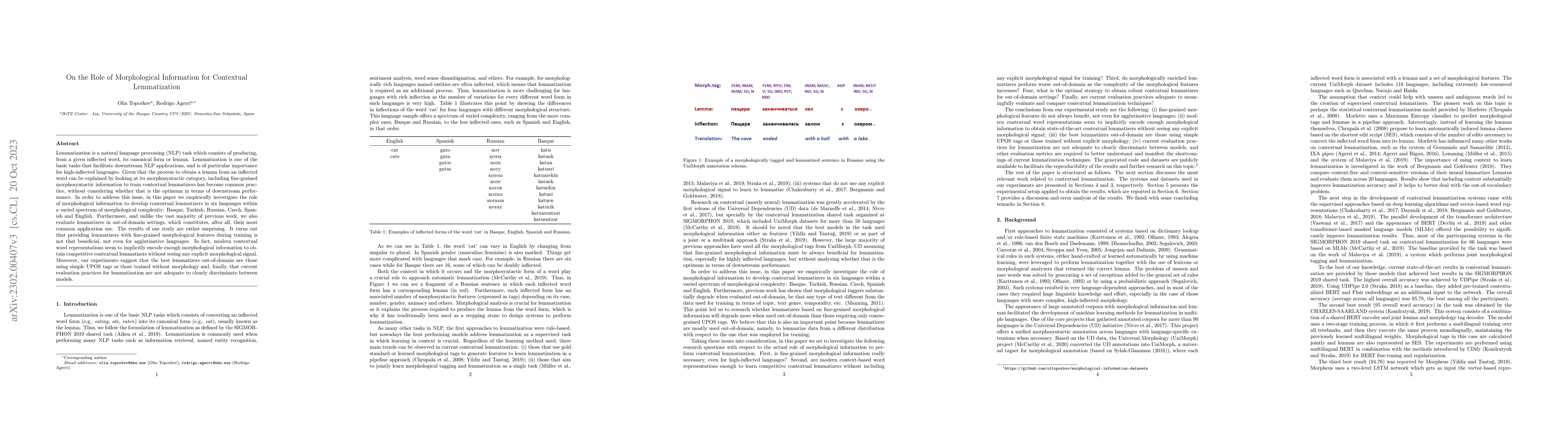 Thumbnail for On the Role of Morphological Information for Contextual Lemmatization