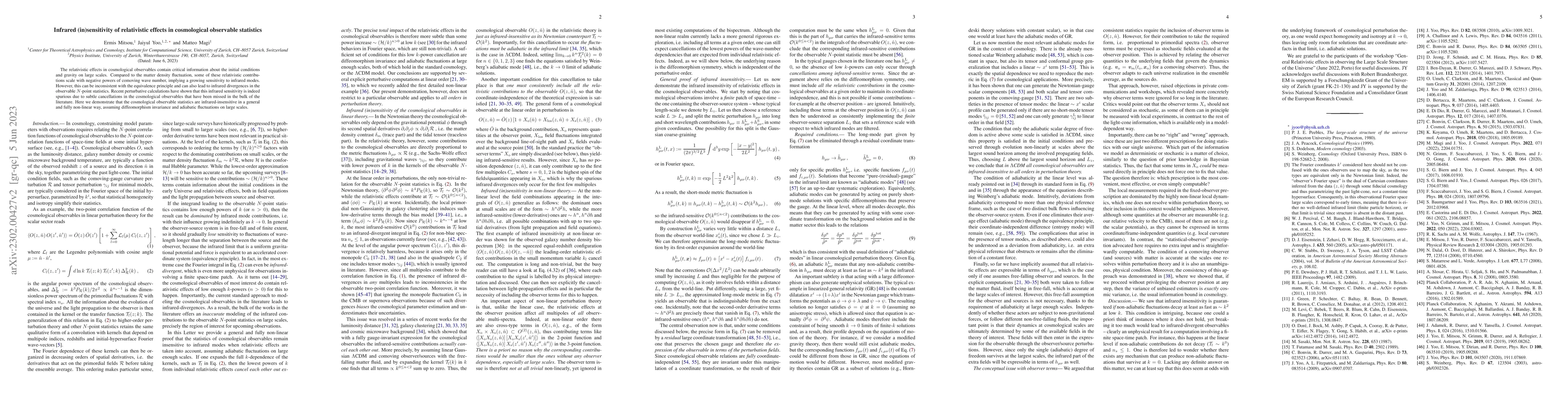 Thumbnail for Infrared (in)sensitivity of relativistic effects in cosmological
  observable statistics