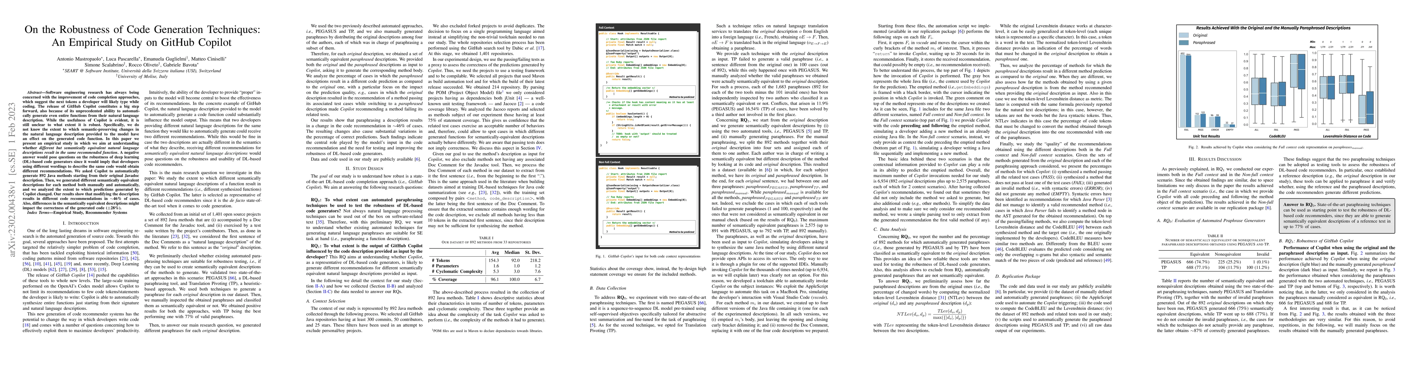 Thumbnail for On the Robustness of Code Generation Techniques: An Empirical Study on
  GitHub Copilot