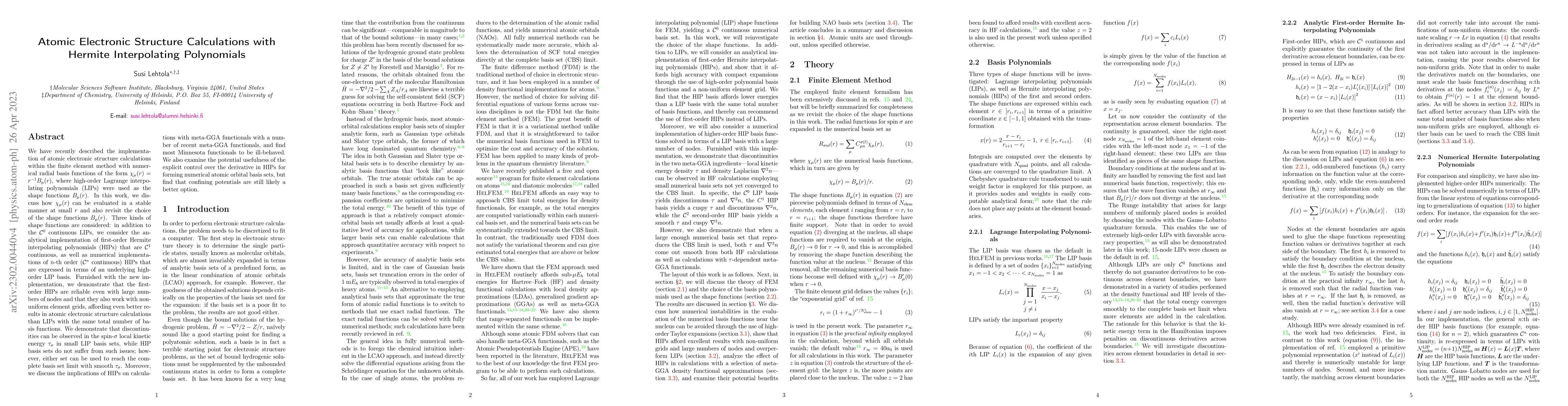 Thumbnail for Atomic electronic structure calculations with Hermite interpolating
  polynomials