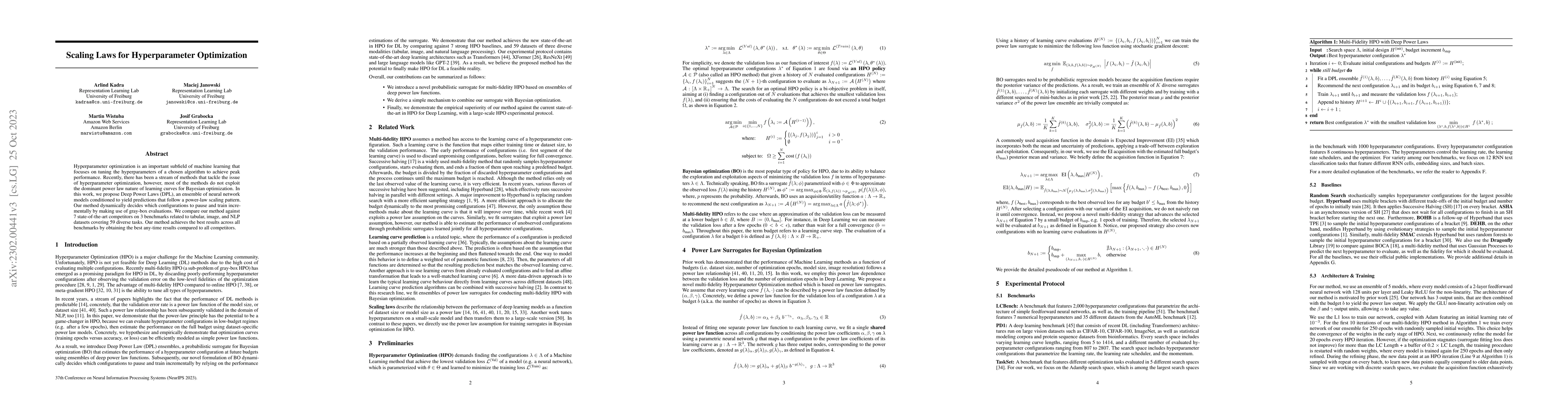 Thumbnail for Scaling Laws for Hyperparameter Optimization