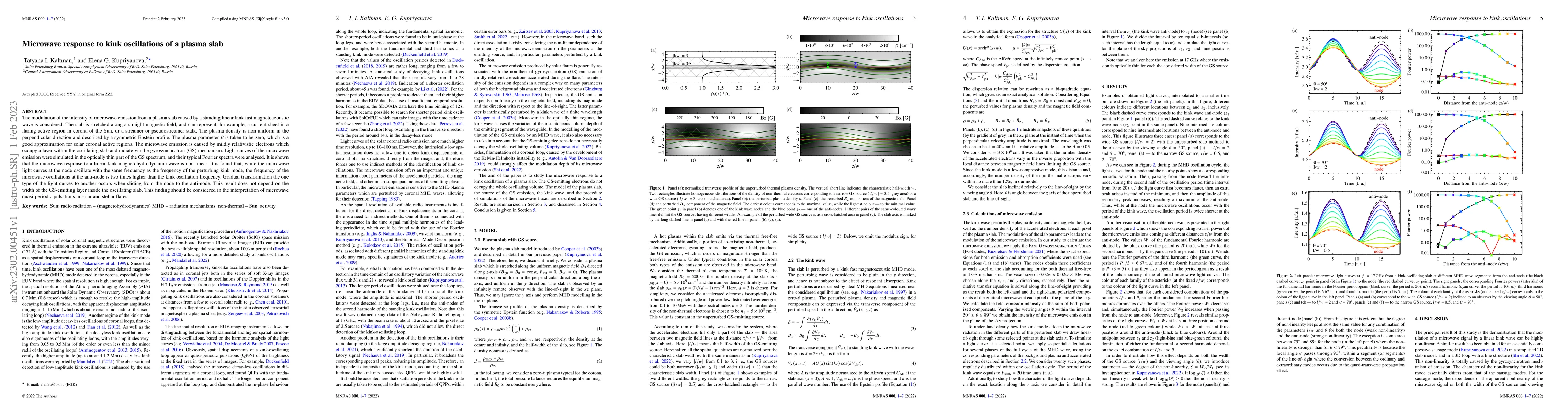 Thumbnail for Microwave response to kink oscillations of a plasma slab