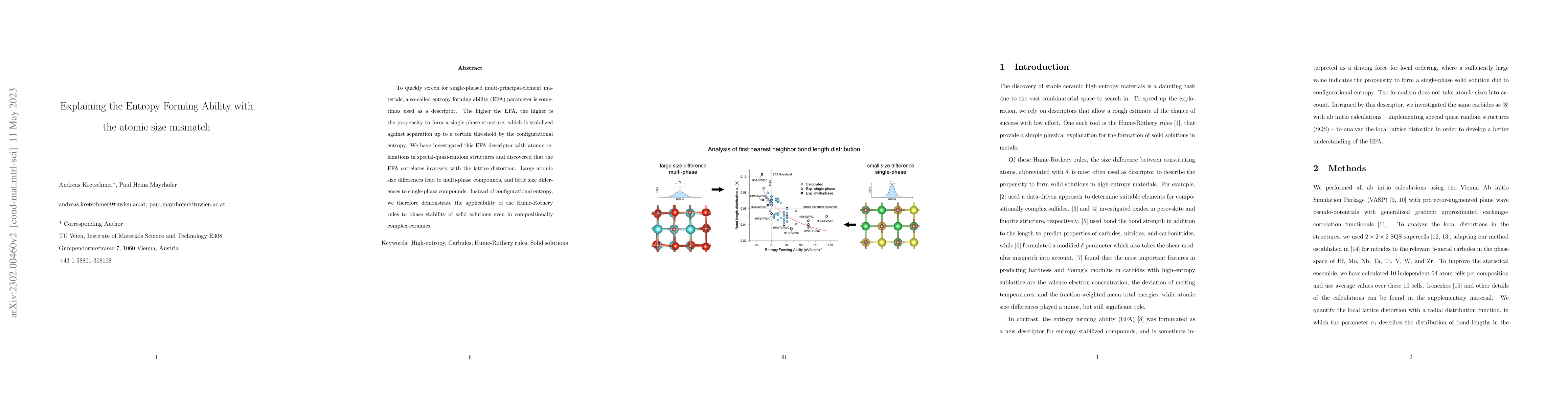 Thumbnail for Explaining the Entropy Forming Ability with the atomic size mismatch