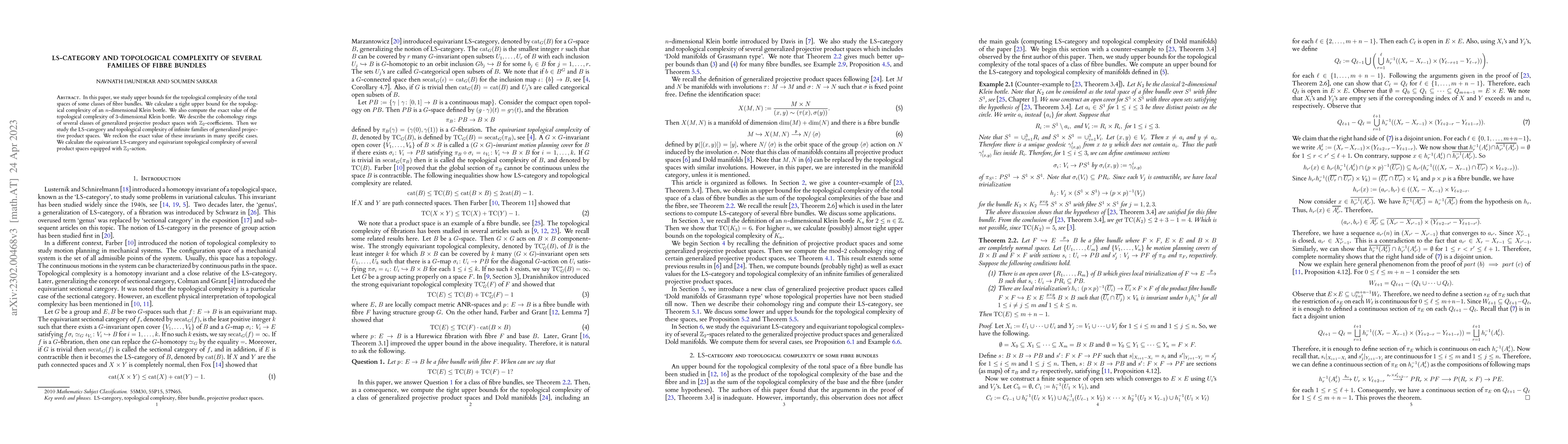 Thumbnail for LS-category and topological complexity of several families of fibre
  bundles