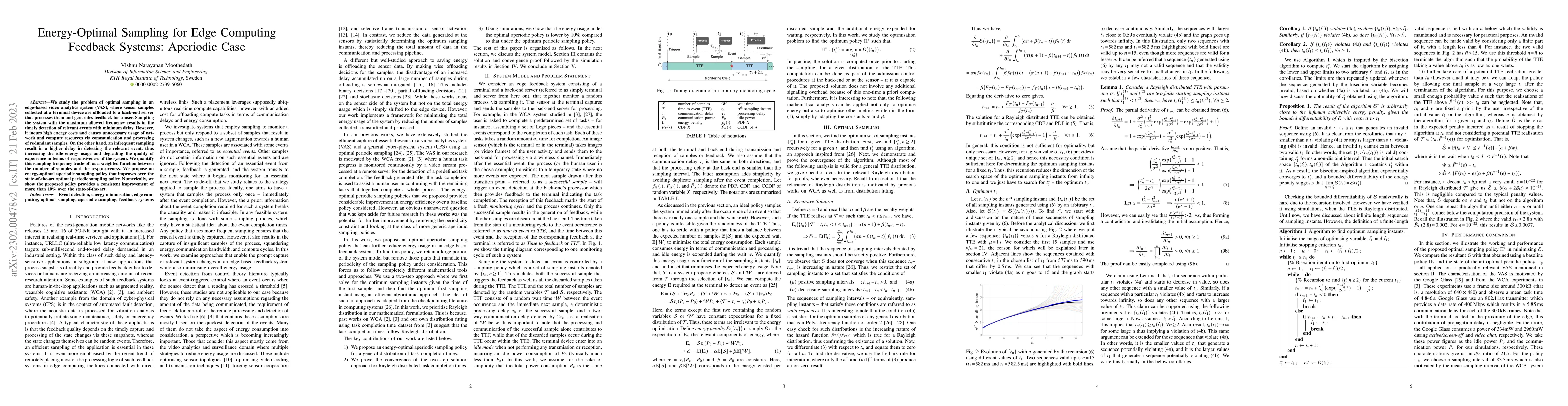 Thumbnail for Energy-Optimal Sampling for Edge Computing Feedback Systems: Aperiodic
  Case