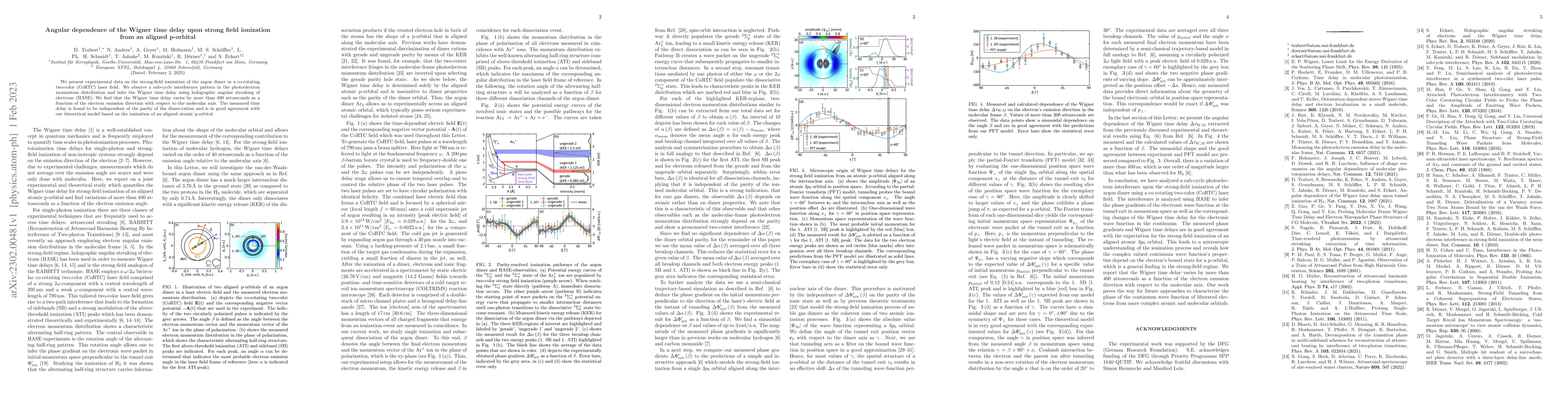 Thumbnail for Angular dependence of the Wigner time delay upon strong field ionization
  from an aligned p-orbital