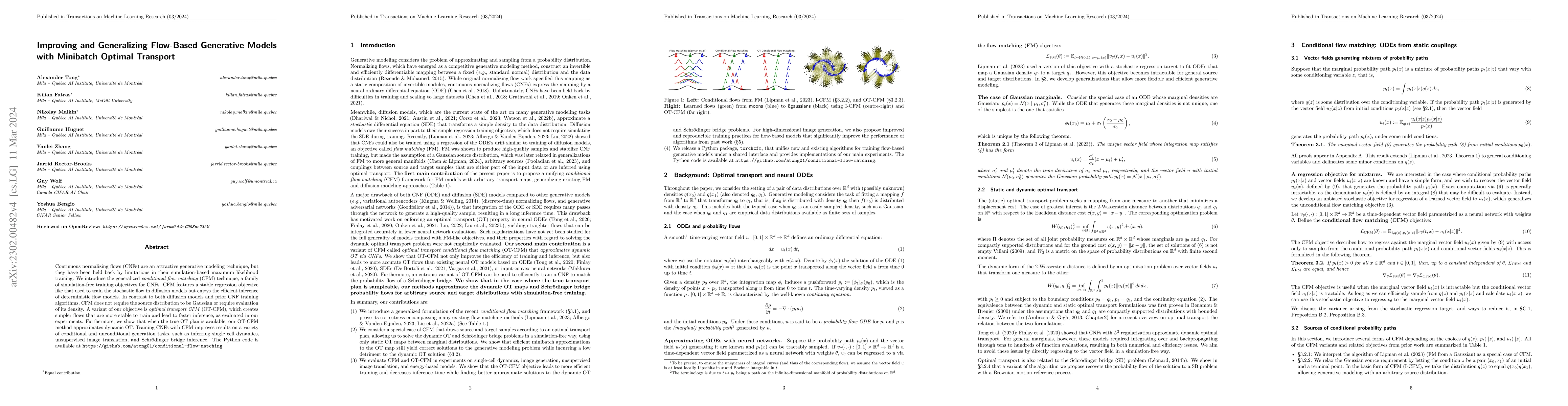 Thumbnail for Improving and generalizing flow-based generative models with minibatch
  optimal transport