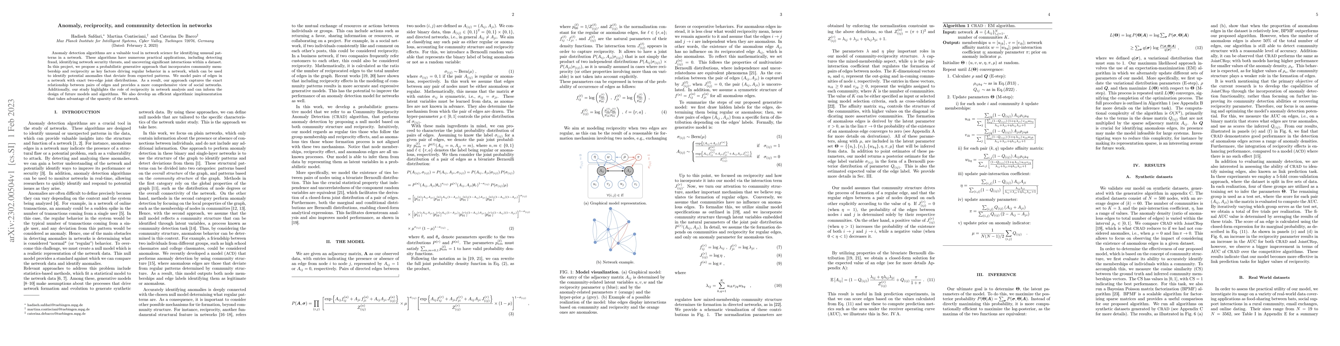 Thumbnail for Anomaly, reciprocity, and community detection in networks