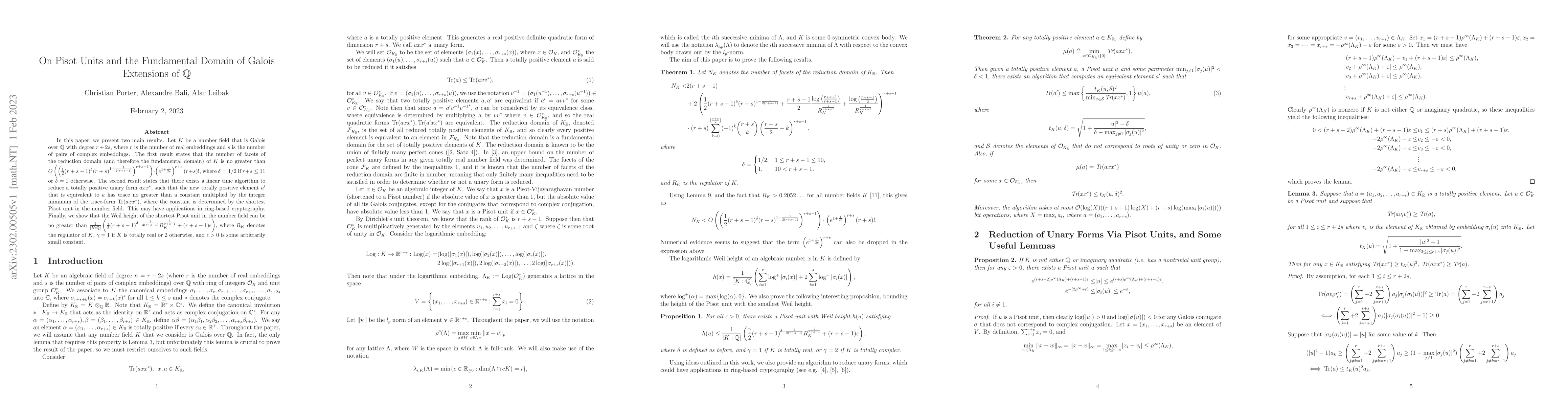 Thumbnail for On Pisot Units and the Fundamental Domain of Galois Extensions of
  $\mathbb{Q}$