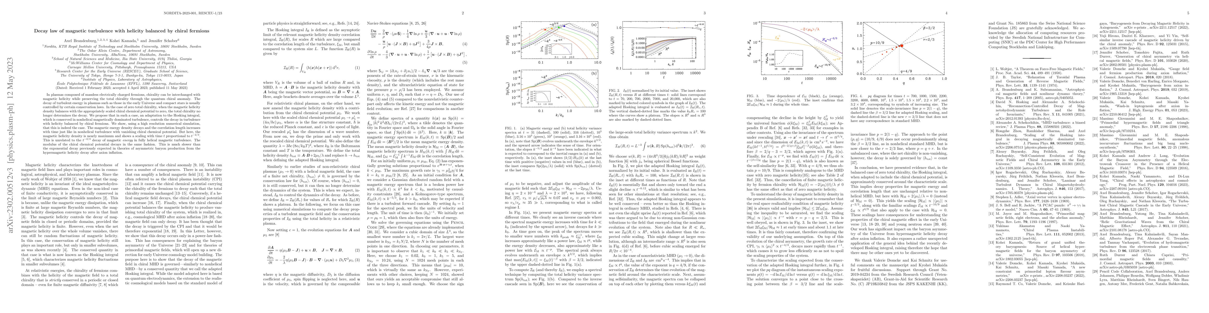 Thumbnail for Decay law of magnetic turbulence with helicity balanced by chiral
  fermions