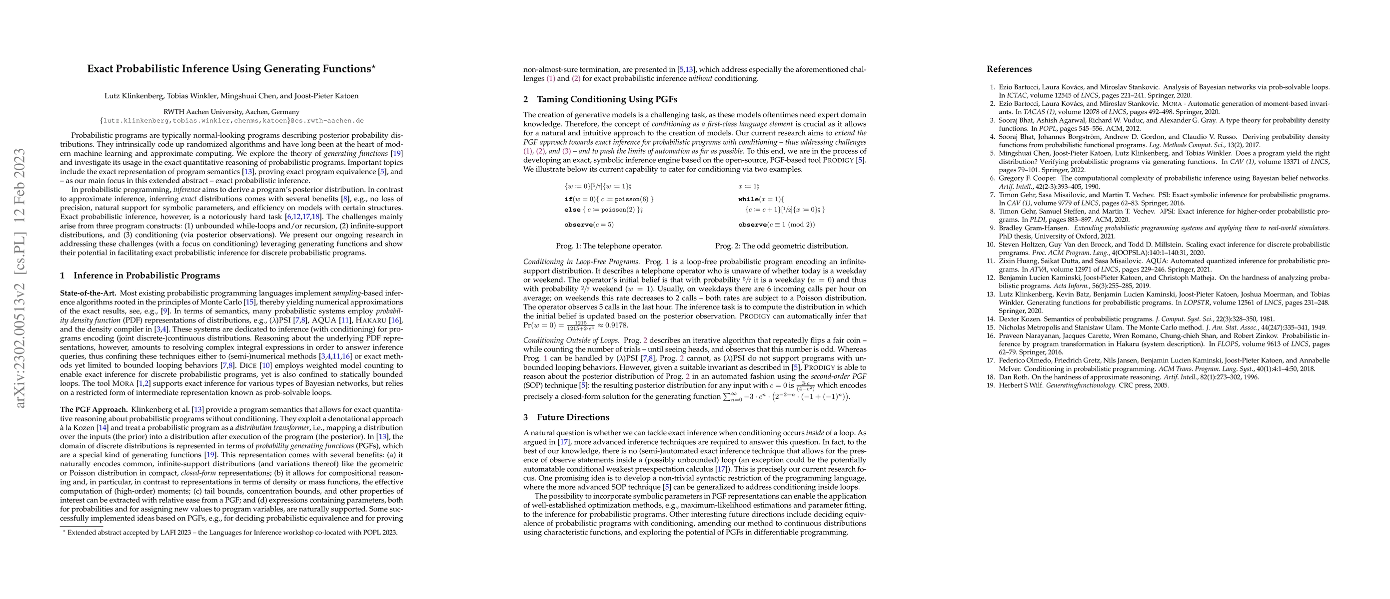 Thumbnail for Exact Probabilistic Inference Using Generating Functions