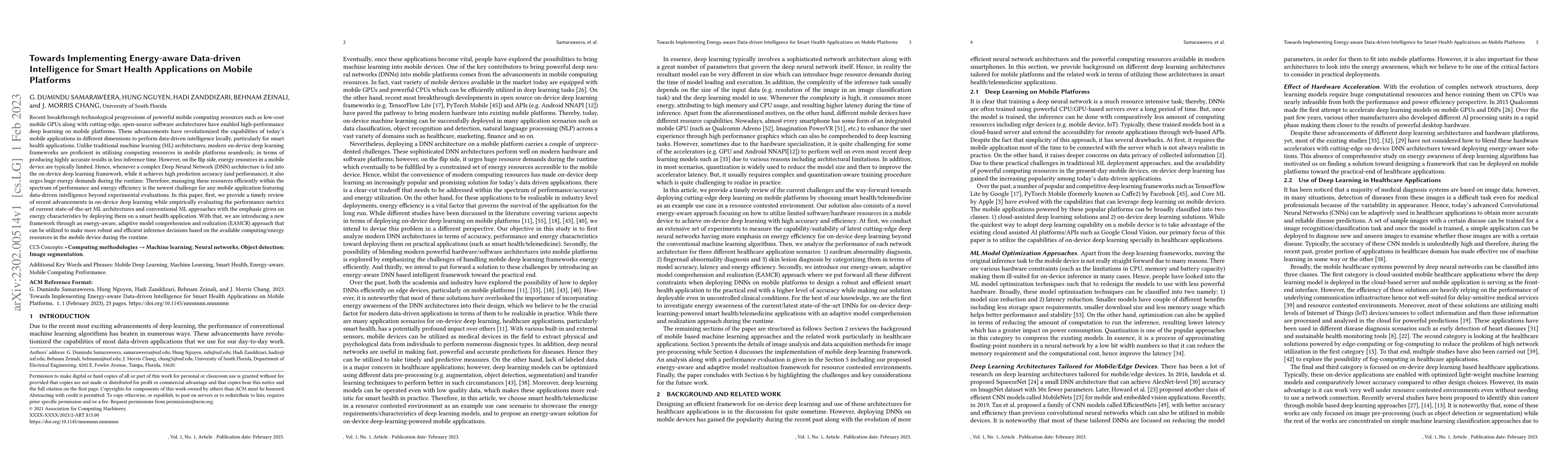 Thumbnail for Towards Implementing Energy-aware Data-driven Intelligence for Smart
  Health Applications on Mobile Platforms